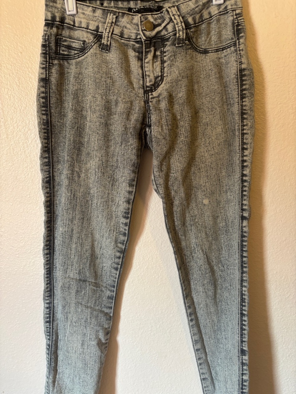 Akribos XXIV Gray Black Acid-Wash Low Rise Skinny Jeans, Size 24